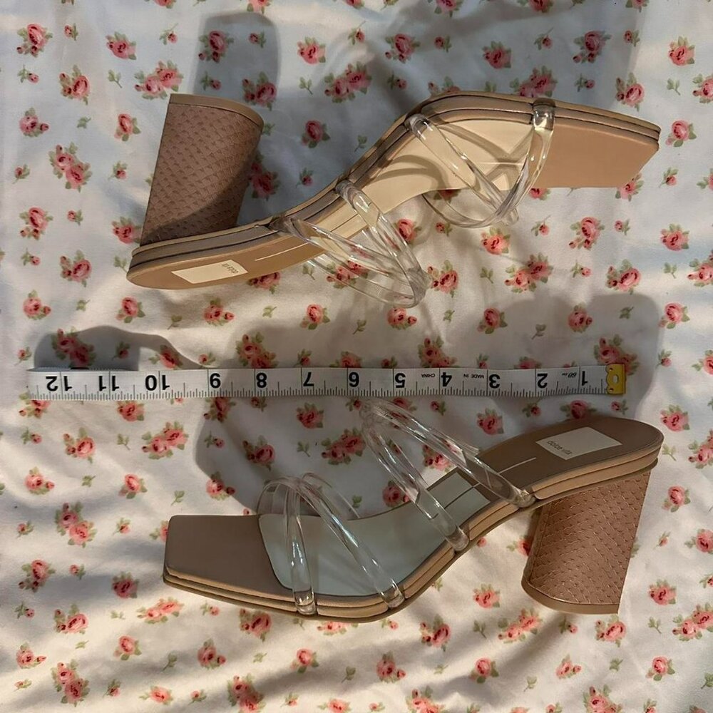 Clear Strappy Block Heels with Snake-Scale Textured Chunky Heel